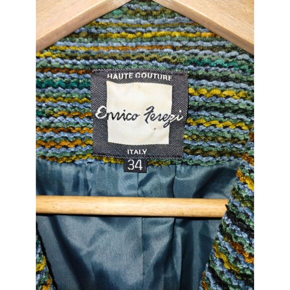 Enrico Ferezi Multi-Colored Haute Couture Textured Blazer (Size 34, US 2) - Picture 5 of 9